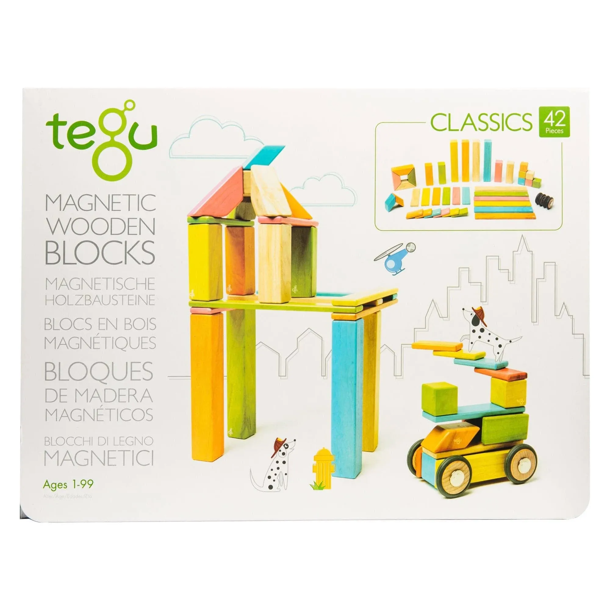 42 Piece Tegu Magnetic Wooden Block Set, Tints, 1-99 years old42 Piece Tegu Magnetic Wooden Block Set, Tints, 1-…