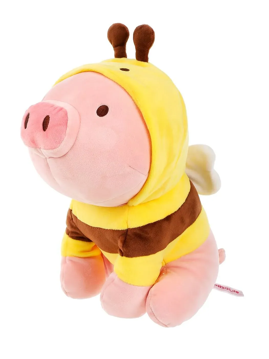 Miniso Sitting Piglet Plush Toy with Hoodie Series 11.8" Cute Pig Stuffed Animal Pink Throw Pillow Bee Hoodie