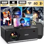 FUDONI Projector with 5G WiFi and Bluetooth, 1080P 15000L Outdoor Projector with HDMI and USB, Max 300" Display Zoom Function for Movies & Gaming, Compatible with TV Stick/Phone/Laptop