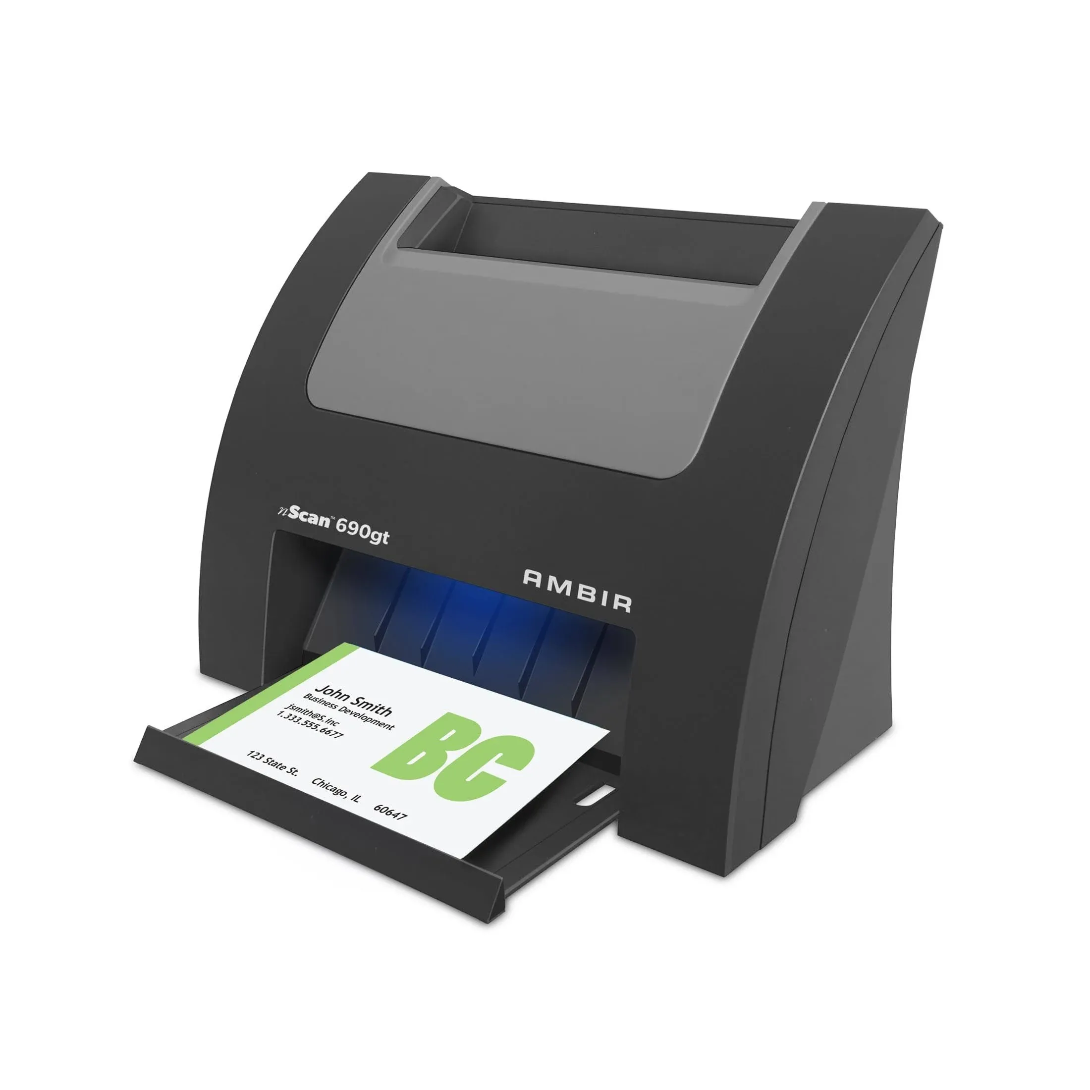 Ambir nScan 690gt High-Speed Vertical Card Scanner with AmbirScan Business Card for Windows PC