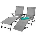 Best Choice Products Set of 2 Outdoor Patio Chaise Lounge Chair Adjustable Folding Pool Lounger w/ Steel Frame - Teal