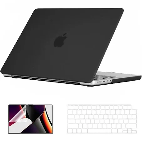 EooCoo Case Compatible with MacBook Pro 14 inch 2024-2021 M4 M3 M2 M1 Pro Max Chip A3112 A3185 A3401 A2918 A2992 A2779 A2442, Hard Shell Cases with Keyboard Cover, Screen Protector - Matte Black