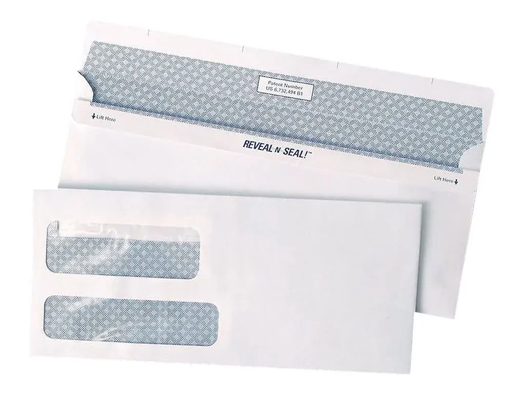 Staples Reveal-N-Seal Security Tinted #9 Business Envelopes 3 7/8" x 8 7/8" White 500/Box