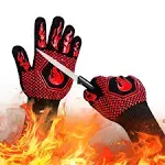 DKHDBD BBQ Fireproof Gloves, Grill Cut-Resistant Gloves 1472°F Heat Resistant Gloves, Non-Slip Silicone Oven Gloves, Kitchen Safe Cooking Gloves for