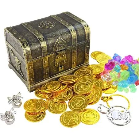 Pirate Treasure Chest Toys Kids Storage Pirate Treasure Chest Adventurous Treasure Box with Lock Toy Treasure Chest Box for Kids Boys for Props Party Favors Decoration