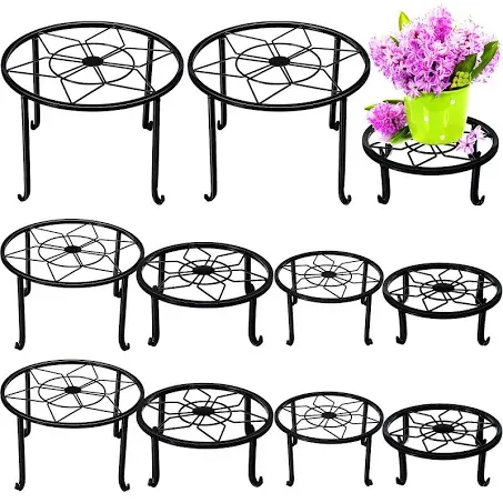 10 Pack Metal Plant Stand Anti Rust Iron Flower Pot Stand Indoor Plant Stand Rustproof Indoor Outdoor Plant Stand Round Plant Shelf Holder for Home Indoor Outdoor Planter Garden Decoration (Elegant)