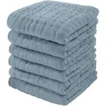 Comfy Cubs Muslin Cotton Baby Washcloths - Pacific Blue (Pack of 6)