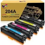 ONLYU Compatible Toner Cartridge Replacement for HP 204 204A CF510A CF511A CF512A CF513A Pro MFP M180nw M180n M181 M181fw M154a M154nw Printer (Black, Cyan, Yellow, Magenta, 4-Pack)