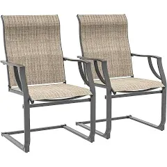 Amopatio Patio Chairs Set of 2, Outdoor Dining Chairs for All Weather, Breathable Garden Outdoor Furniture for Backyard Deck, Grey