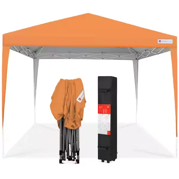 Best Choice Products 10 ft. x 10 ft. Orange Portable Adjustable Instant Pop Up Canopy with Carrying Bag SKY3736