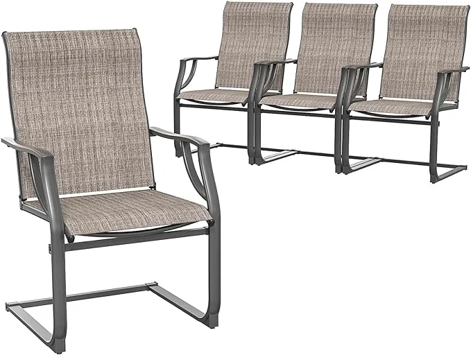 Amopatio Patio Chairs Set of 4, Outdoor Dining Chairs for All Weather, Breathable Garden Outdoor Furniture for Backyard Deck, Light Brown