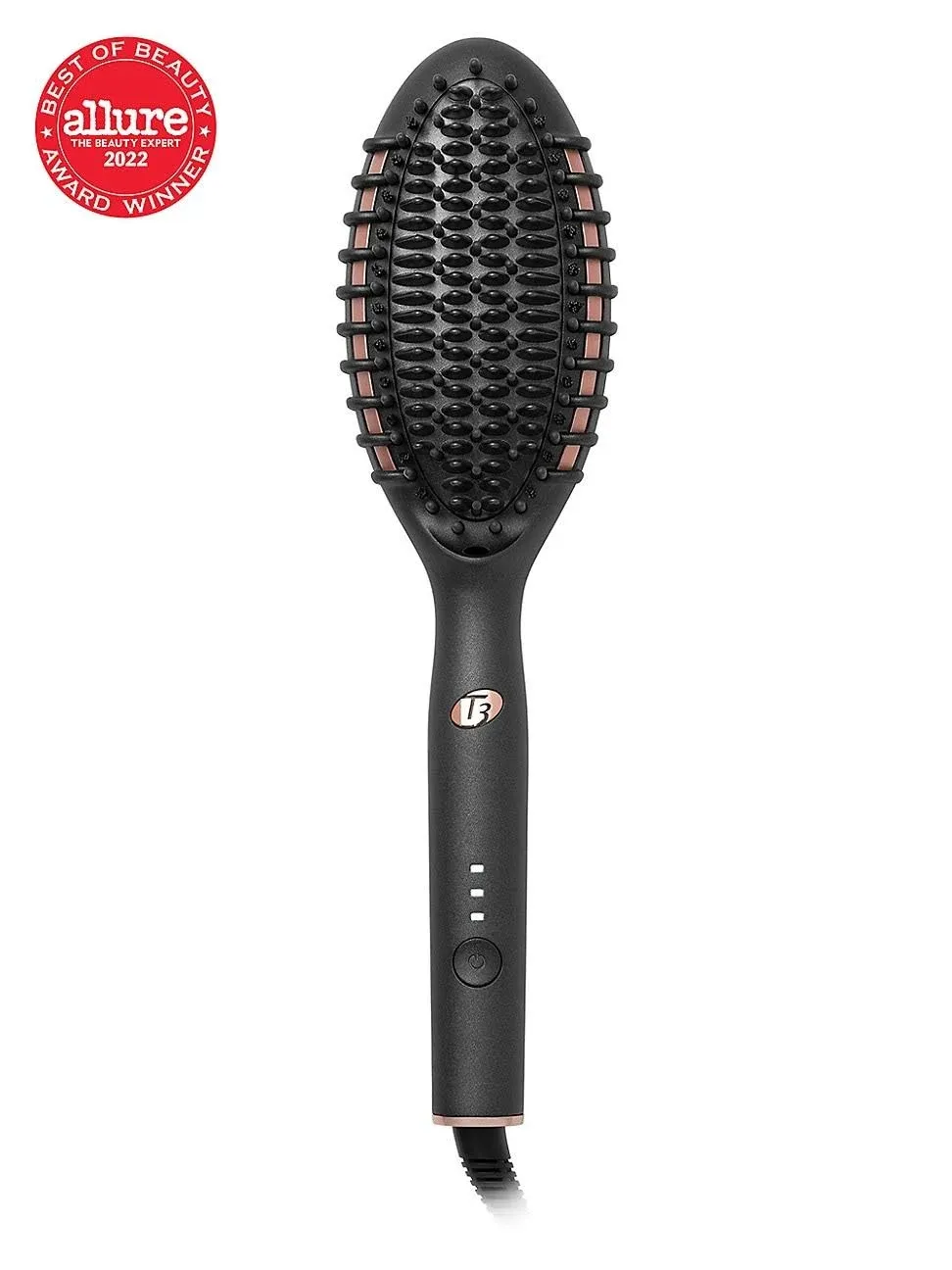 "T3 Edge Heated Smoothing, Styling & Straightening Brush with Ion Generator, 3 Heat Settings, Custom-Blend Ceramic Surface"