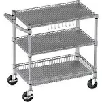  3 Tier Rolling Cart Heavy Duty, Utility Cart with Wheels Kitchen Storage Cart 