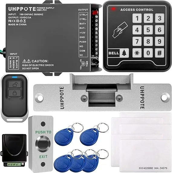 125KHz RFID ID Keyfobs One Door Access Control Machine Kit Electric Strike Lock