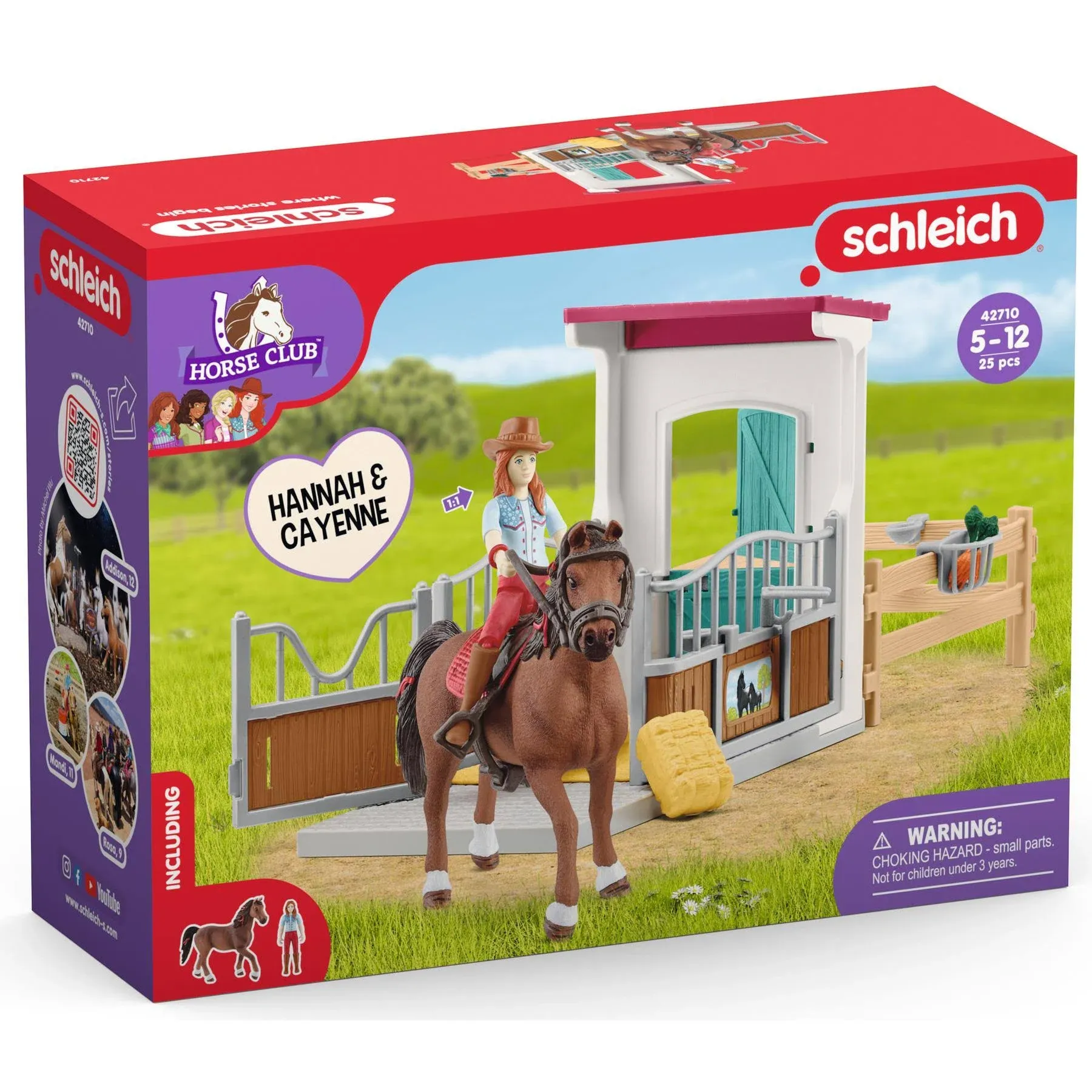 Schleich Horse Club HANNAH AND CAYENNE with HORSE BOX STALL #42710, NIB/NEW 2024