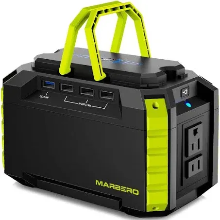 MARBERO Portable Power Station 150Wh Camping Solar Generator Laptop Charger Power Bank with AC Outlet 110V 150W Peak with 4*USB, 4*DC Ports, LED Flashlights for CPAP Home Camping Hurricane Emergency