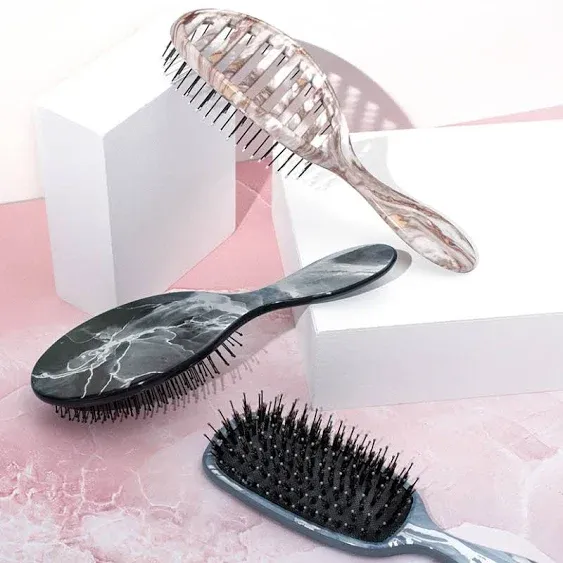 Shine Enhancer Brush, Marble Onyx - Hair Detangler Brush with Ultra Soft Bris...