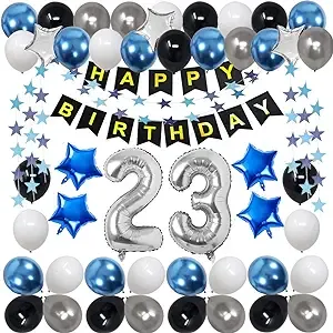 23rd Birthday Decorations for Men Women Boy GirlBlue Black Birthday Party Sup...