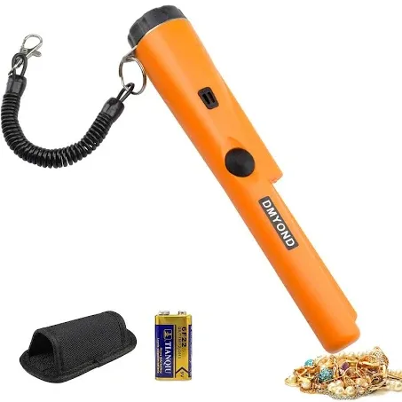 Dmyond Metal Detector Pinpointer, Professional Waterproof Handheld Pin Pointer Wand, Search Treasure Pinpointing Finder Probe with 9V Battery for Adults, Kids - Orange