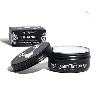 Mad Rabbit Tattoo Balm & Aftercare Cream- Color Enhancement that Revives Old Tattoos, Hydrates New Tattoos, Made With Clean Ingredients + Petroleum Free, Daily Tattoo Lotion Moisturizer & Brightener