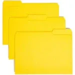 Smead Interior File Folders, 1/3-cut Tabs: Assorted, Letter Size, 0.75" Expansion, Yellow, 100/box