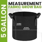 Utopia Home 5 Pack 5 Gallon Grow Bags, Thickened Nonwoven Plant Fabric Pots with Handles, Grow Pots, Plant Bags, Aeration Planting Bags, Fabric Planter Bags for Fruits, Vegetables and Flowers