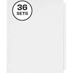 Avery AVE11506 Write-On Plain-Tab Dividers, 5-Tab, Letter, 36 Sets, White