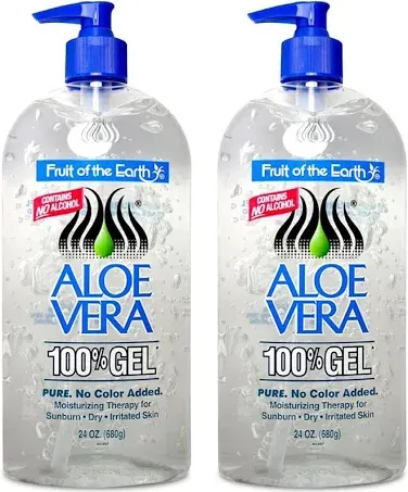 Fruit Of The Earth Aloe Vera 100% Gel with Tocopheryl Acetate, DMDM Hydantoin, Tetrasodium EDTA, Carbomer, Aloe Vera Gel, Triethanolamine, Diazolidinyl Urea, 24 oz (2 pack)