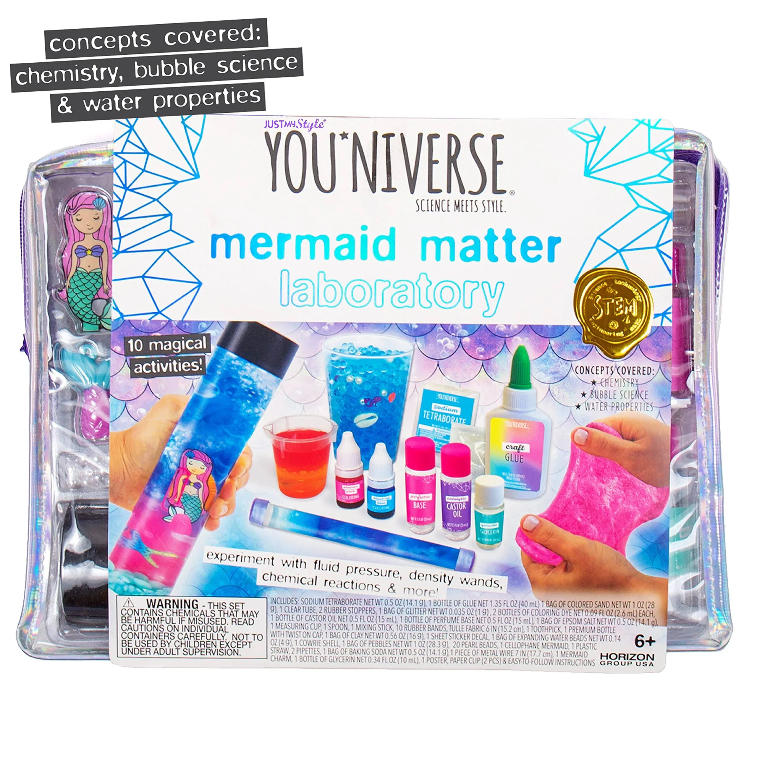 Just My Style You*niverse Mermaid Matter Lab, at-Home STEM Kits for Kids Age 6 and Up, Mermaid Experiments, Mermaid Birthday Parties, Sleepovers