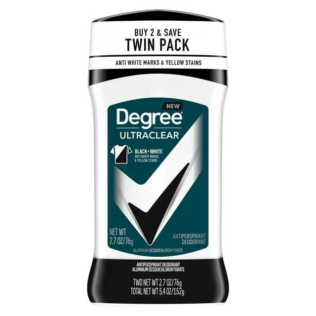 Degree Men UltraClear Black White Antiperspirant Deodorant, 2.7 oz, Twin Pack