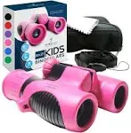 THINKPEAK 8x21 Binoculars for Kids 8-12, Birthday Gifts for Boys and Girls, Pink