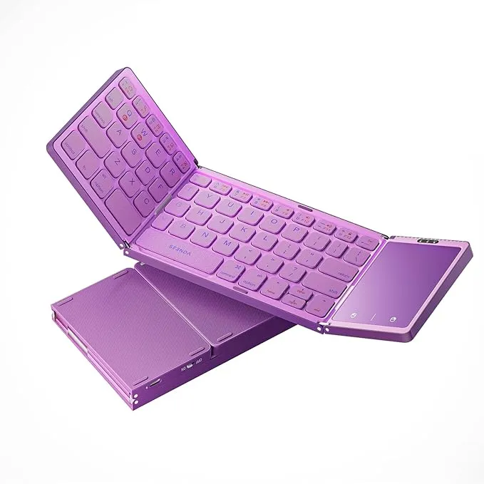 seenda Foldable Bluetooth Keyboard for Travel, Tri-Folding Wireless Portable Keyboard with Touchpad, Rechargeable Multi-Device Small Keyboard, for Laptop Tablet PC Smartphone Windows iOS Android