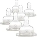 Dr. Brown's Original Wide-Neck Nipple, Level 2 (3m+), 6-Pack