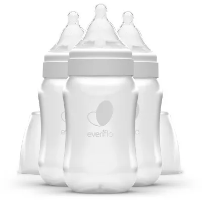 Evenflo Balance Wide Botellas de Plástico sin Bpa Cuello 9oz, Transparente, 3Uds