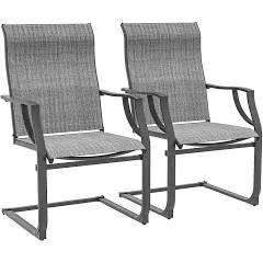 Amopatio Patio Chairs Set of 2, Outdoor Dining Chairs for All Weather, Breathable Garden Outdoor Furniture for Backyard Deck, Grey