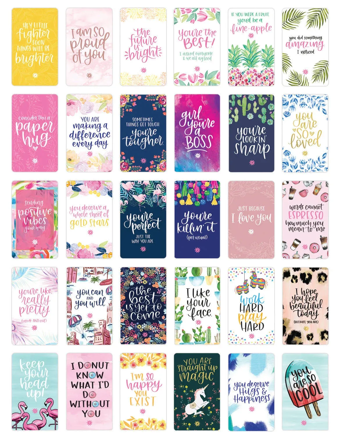 bloom daily planners Encouragement Card Deck - Cute Inspirational Quote Cards - Just Because Cards - Set of Thirty 2" x 3.5" Cards - Assorted Designs