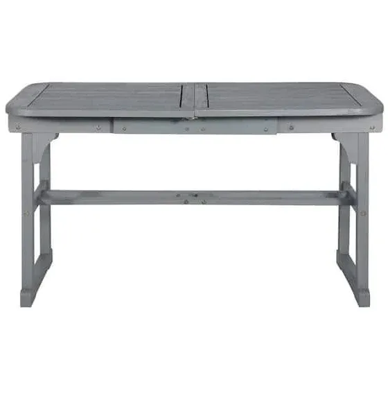 Extendable Outdoor Wood Patio Dining Table - Grey Wash, Gray