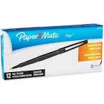 Paper Mate Point Guard Flair Felt Tip Porous Point Pen, Stick, Medium 0.7 mm, Black Ink, Black Barrel, Dozen