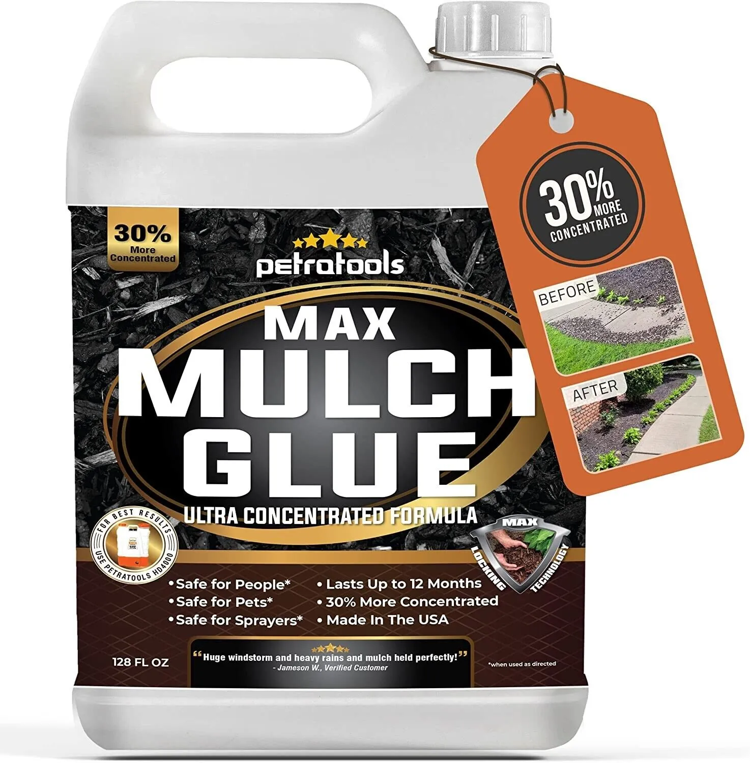 PetraMax Mulch Glue for Landscaping Concentrate Gravel Glue and Gravel Binder Glue, Pea Gravel, Mulch and Rock Glue for Landscaping