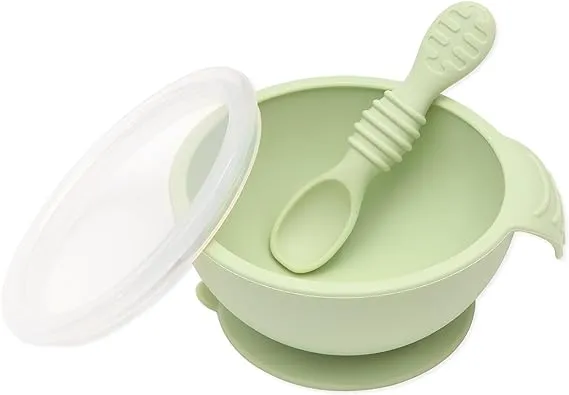 Bumkins Silicone First Feeding Baby Bowl Set - Sage