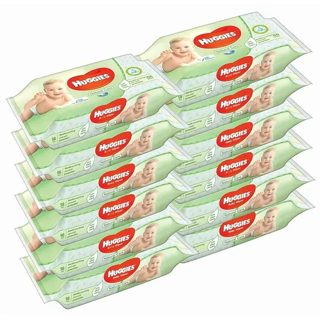 Huggies Baby Wipes Natural Care with Aloe Vera, 56 Count, Pack of 12, Total...