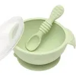 Bumkins Silicone First Feeding Set w/Lid - Sage