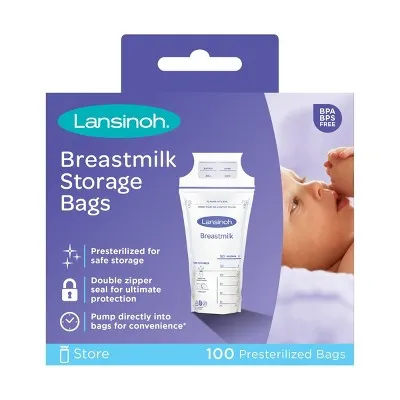 Lansinoh Breast Milk Storage Bags, Fast Freeze & Thaw Breast Milk Bags for Baby Bottle Feeding - 6oz