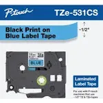 Brother TZe-531CS, 0.47" x 26.2\', Black on Blue Laminated Label Tape (tze531cs)