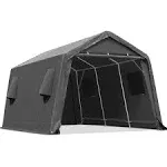 Advance Outdoor 10x15 ft Carport Steel Metal Peak Roof Anti-Snow Portable Garage Shelter Storage Shed for Motorcycle Boat or Garden Tools with 2 Roll