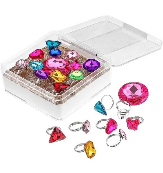 RICHNESS Little Girl Princess Pretend Jewel Rings (12pcs)