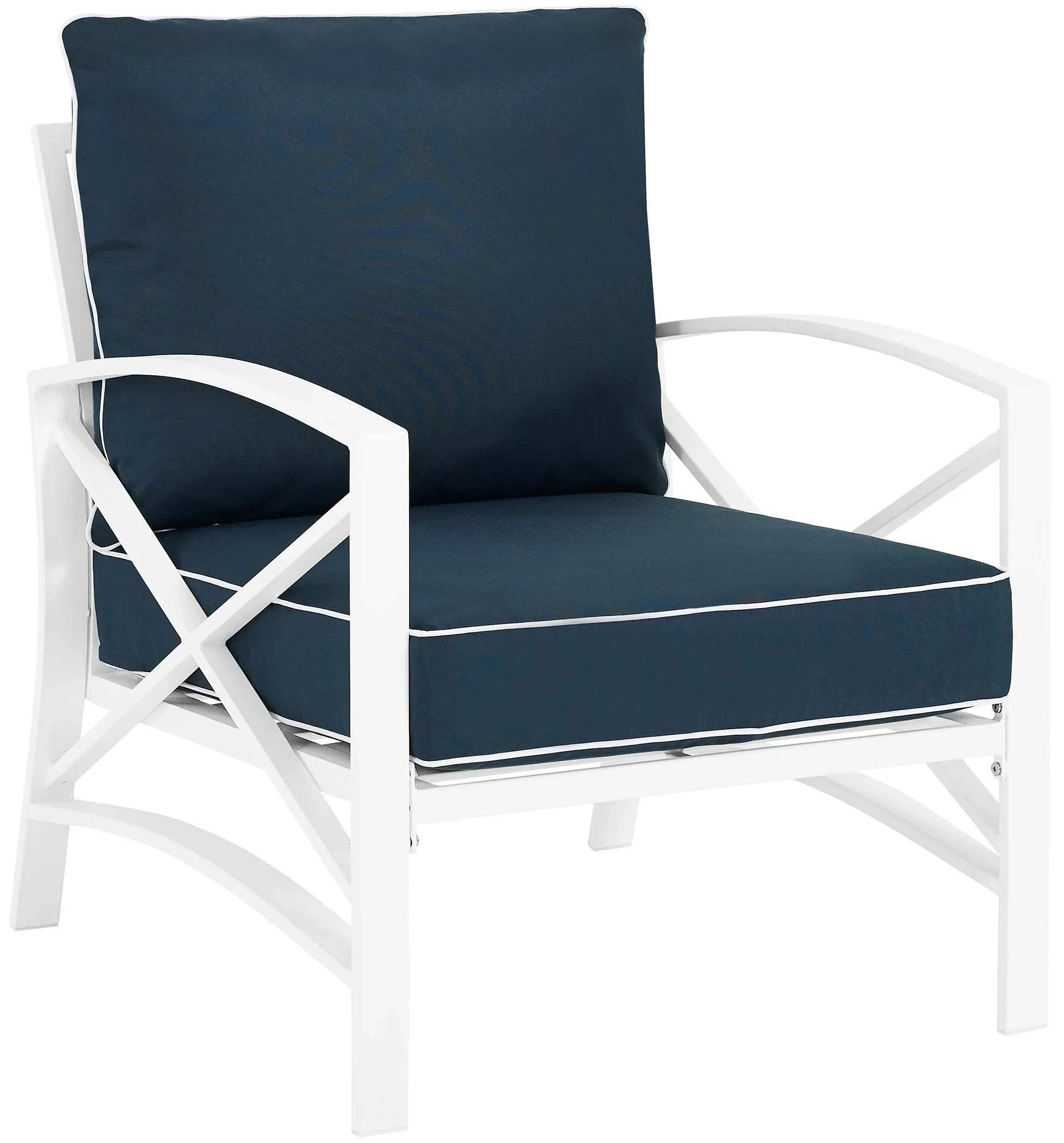 Crosley Kaplan White Navy Outdoor Chair