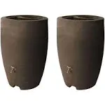 Algreen Athena 50 Gallon Plastic Rain Water Collection Drum Barrel (2 Pack)