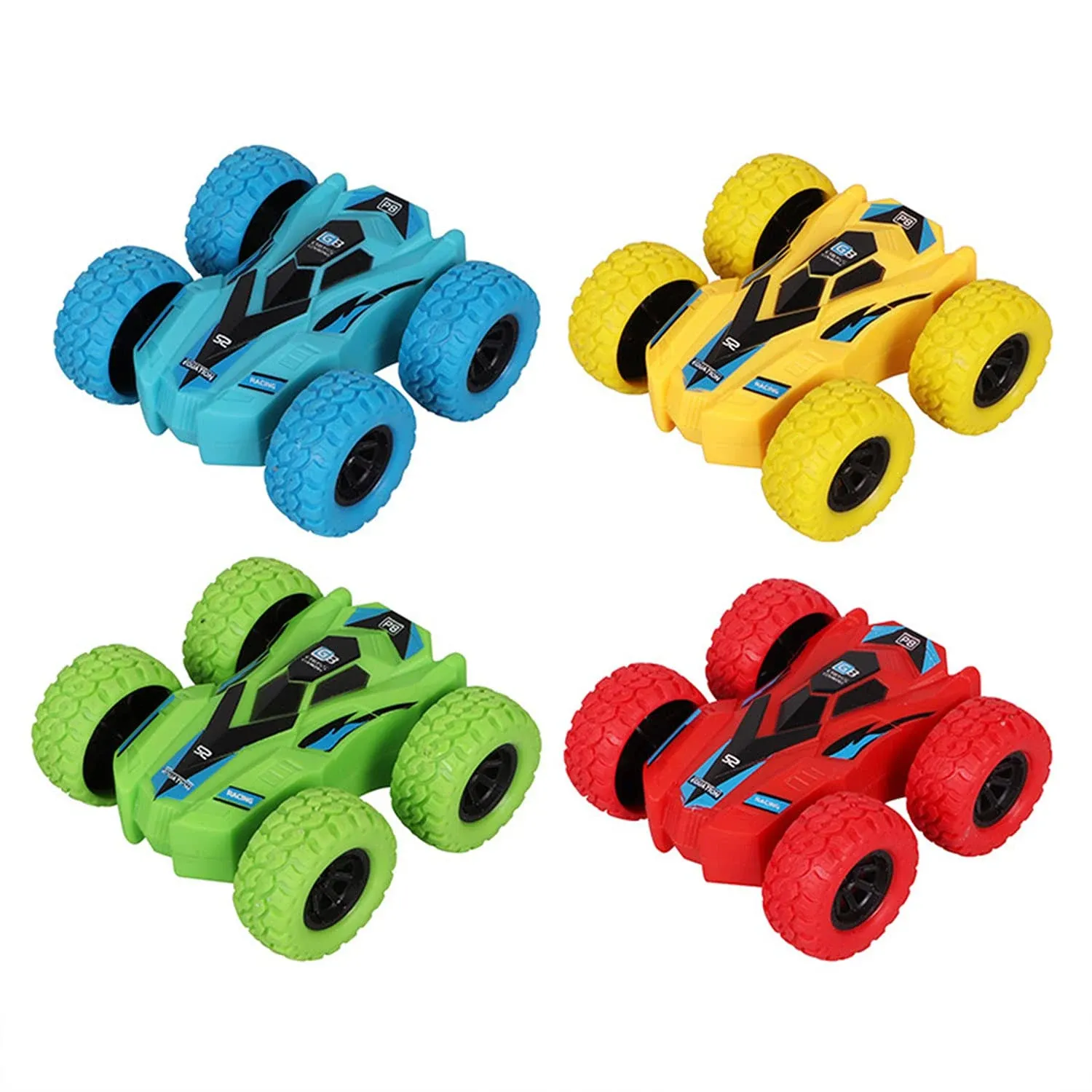 Nenrte Pull Back Cars Double-Sided Friction Powered Vehicles Flips Shockproof...