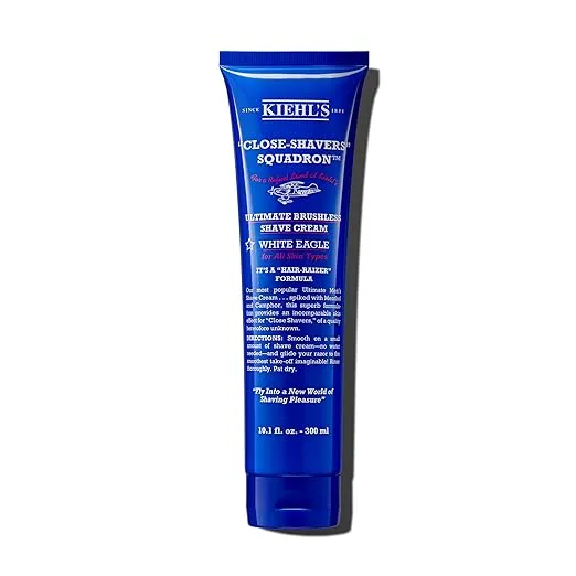 Kiehl's Ultimate Brushless Shave Cream with Menthol White Eagle, for All Skin Types, with Menthol & Camphor, Instant Refreshing & Cooling Effect, Minimizes Irritation, Primes Skin for Close Shave